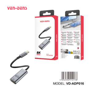 Ven-Dens ADP016 Type-C (M) to DP (F) Adapter 8K60 4K120 0.15M Grey
